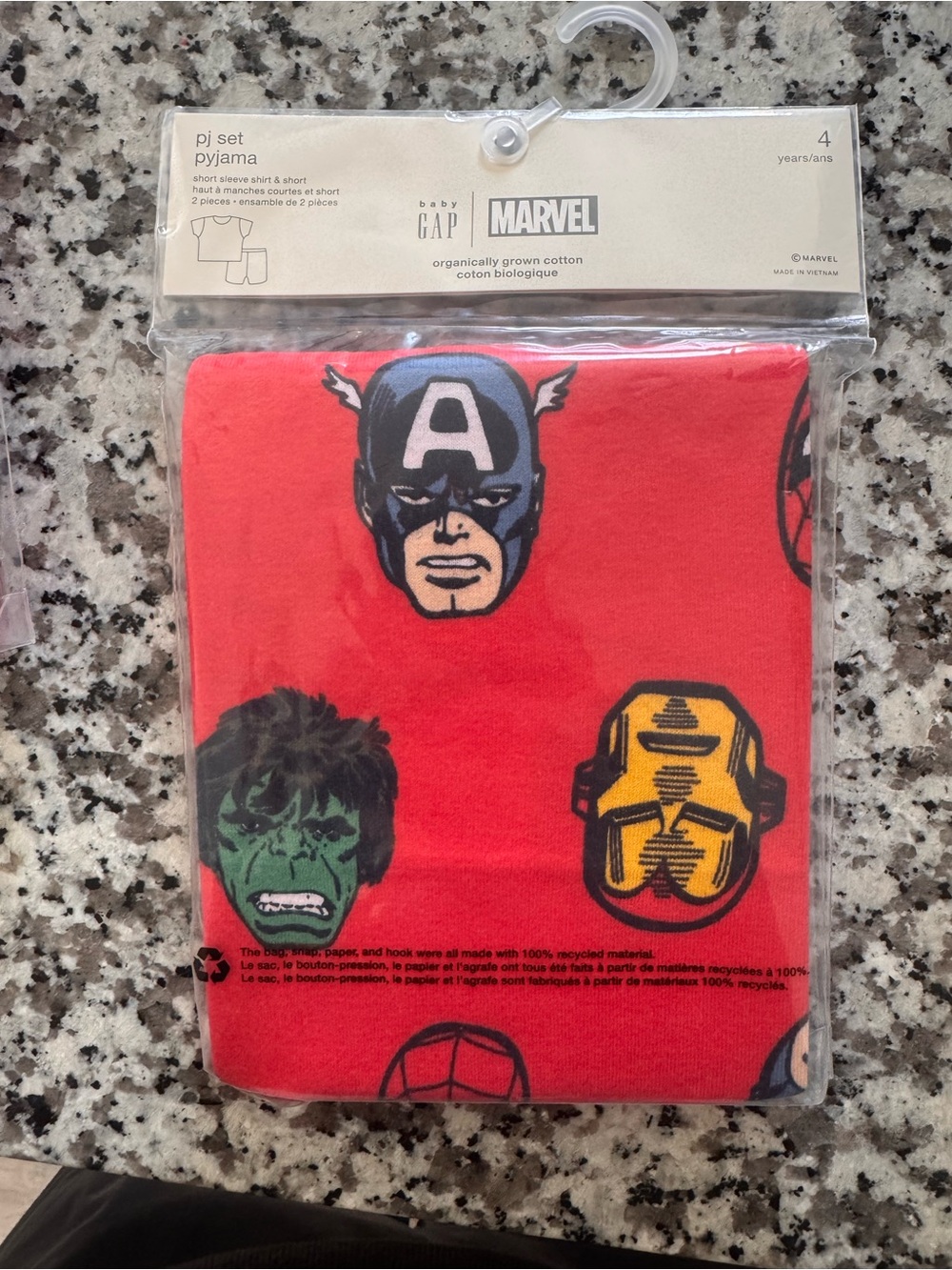 Marvel Red Avengers Face-Print Kids Pajama Set